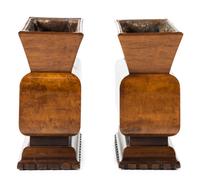 A Pair of Art Deco Burl Walnut Planters
