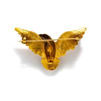 YELLOW GOLD, SAPPHIRE AND DIAMOND EAGLE BROOCH