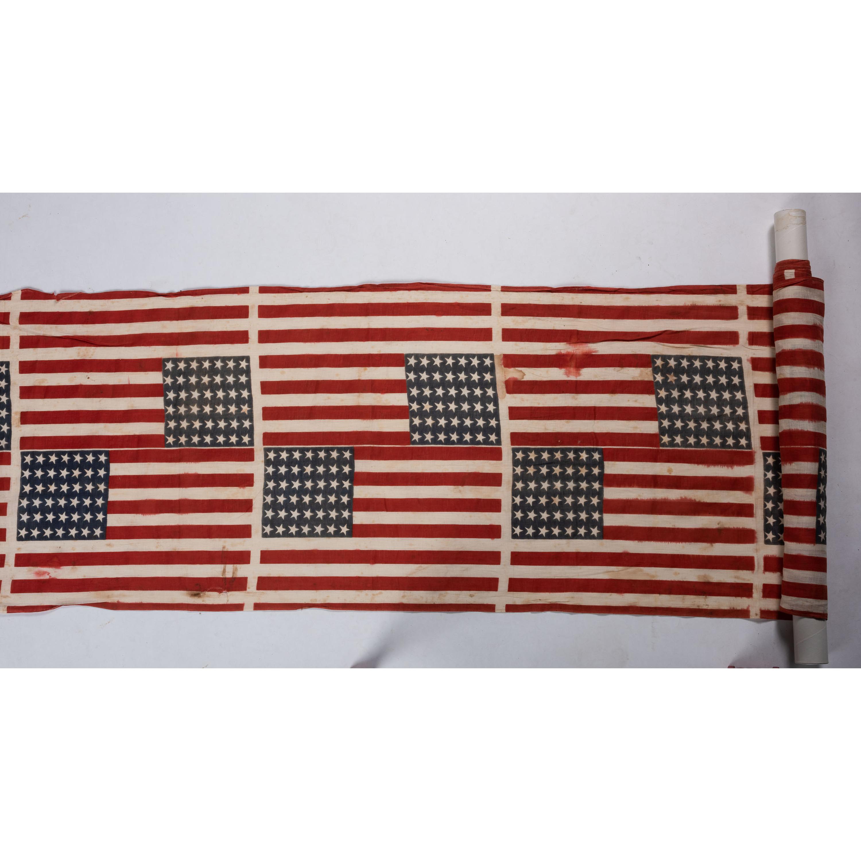 [FLAGS & PATRIOTIC TEXTILES]. Bolt of 42-star American parade flags. N.p., [ca 1889-1890].