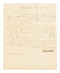 LINCOLN, Abraham (1809-1865). Autograph letter signed ("A. Lincoln") to John Bennett. Springfield, Illinois, 5 August 1837.
