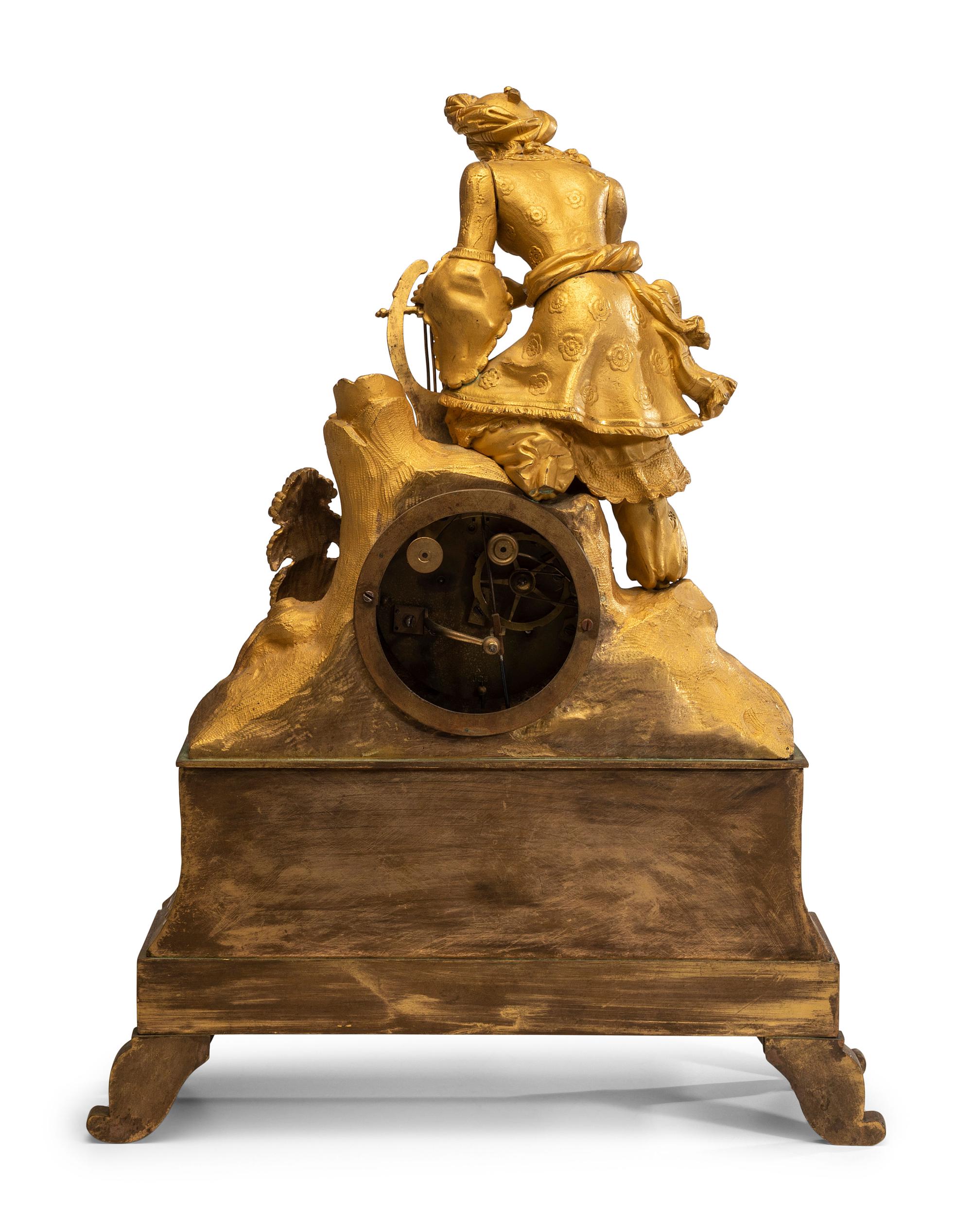 A Continental Gilt Metal Figural Mantel Clock