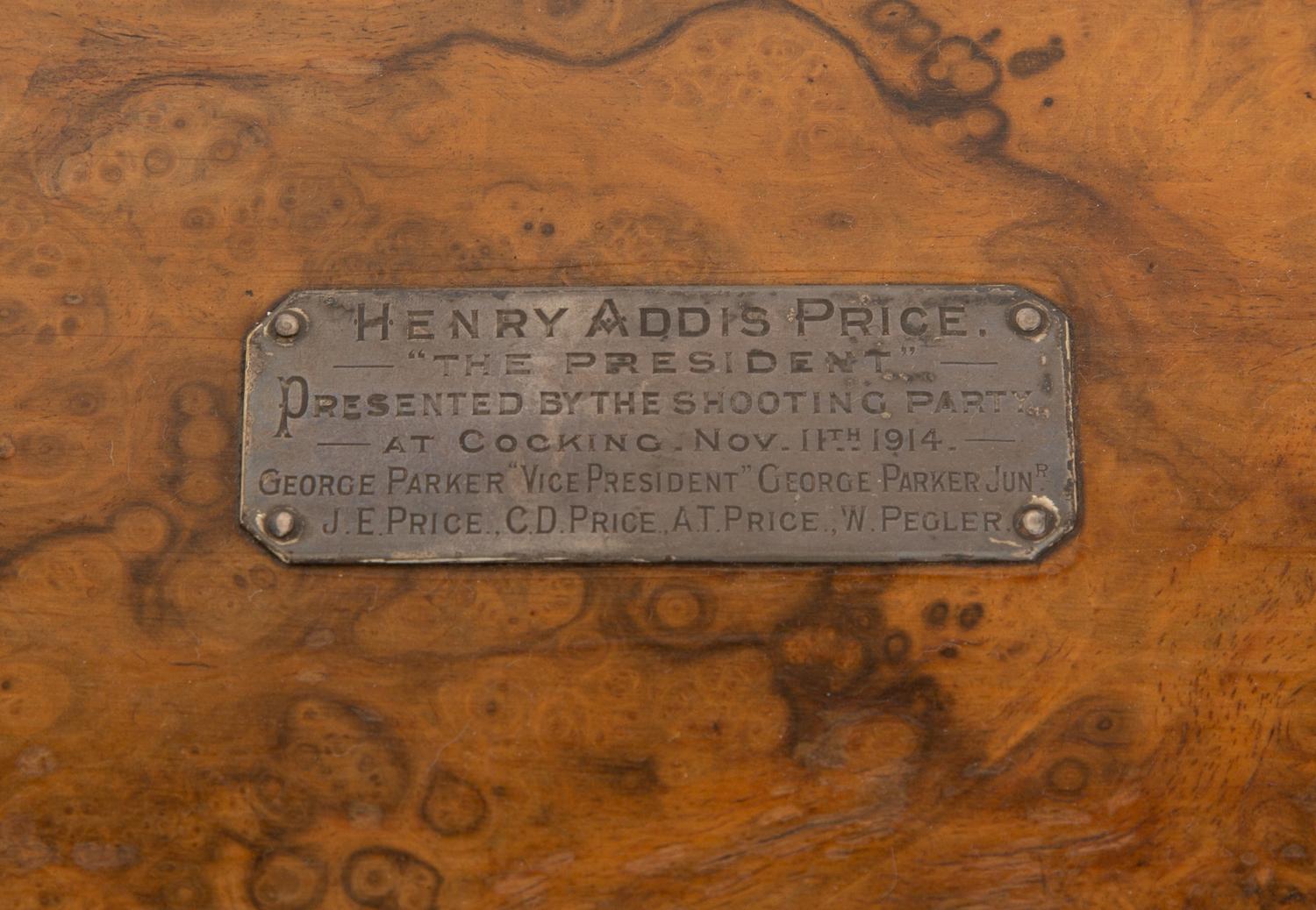 An English Burl Walnut Gentleman's Jewelry Case