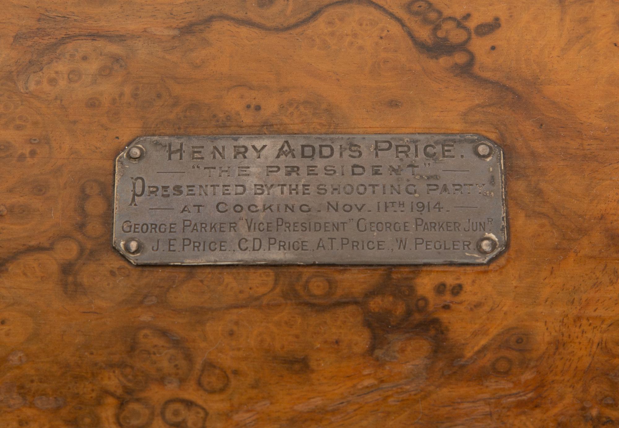An English Burl Walnut Gentleman's Jewelry Case