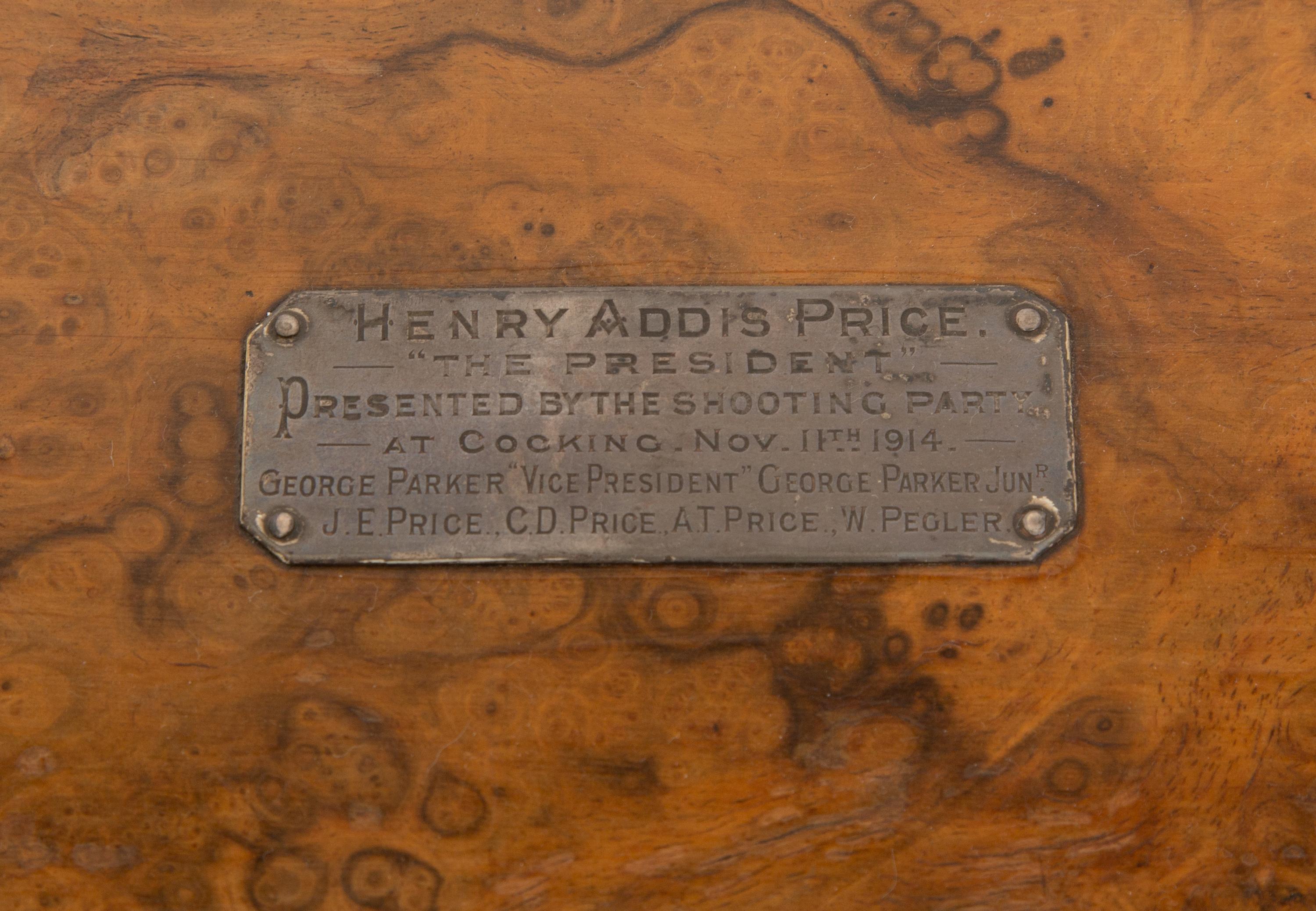 An English Burl Walnut Gentleman's Jewelry Case