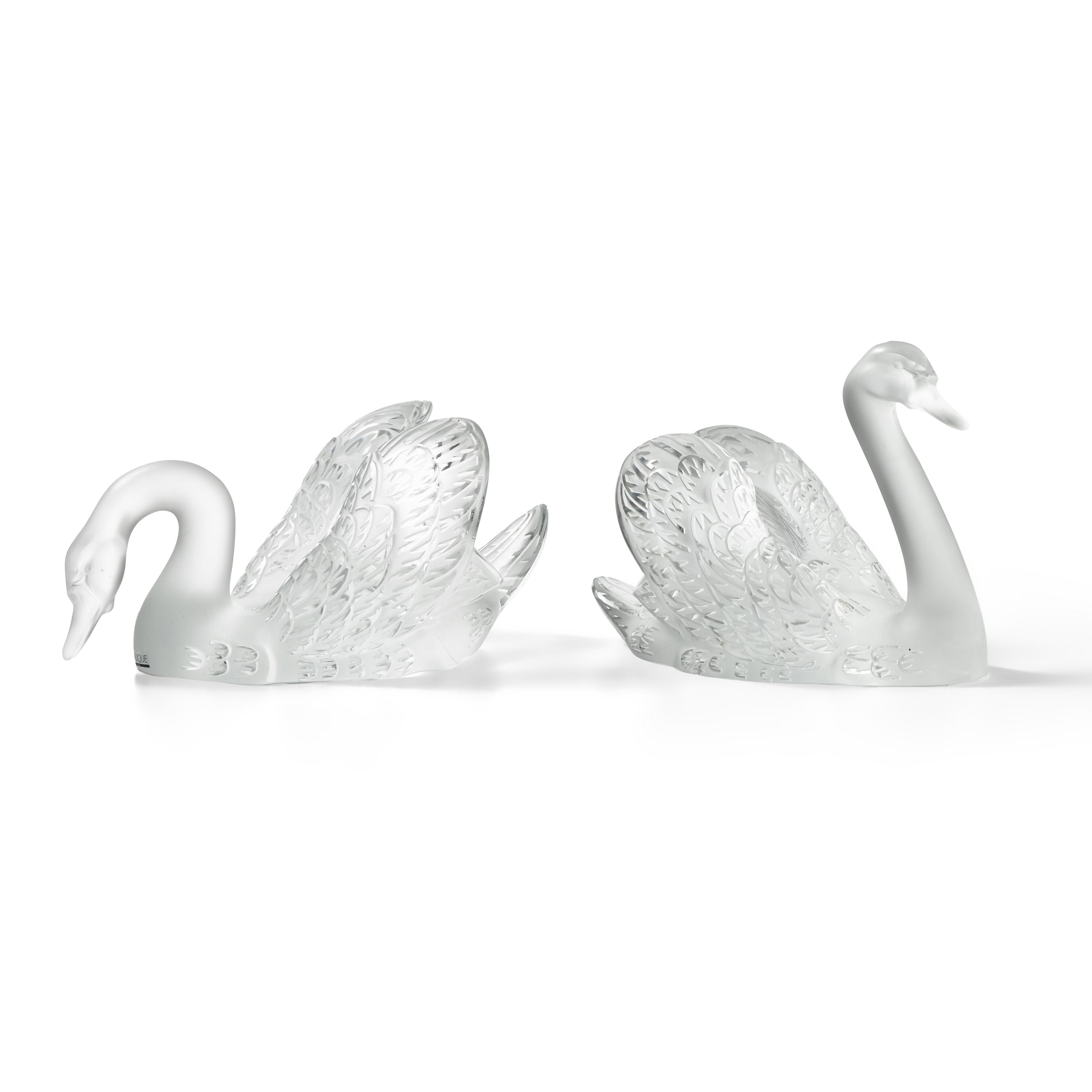 René Lalique (French, 1960–1945) — Two Cygne sculptures