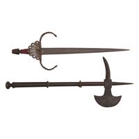 Lot of 2 Ethnographic Edged Weapons: Main Gauche and Tabar Axe