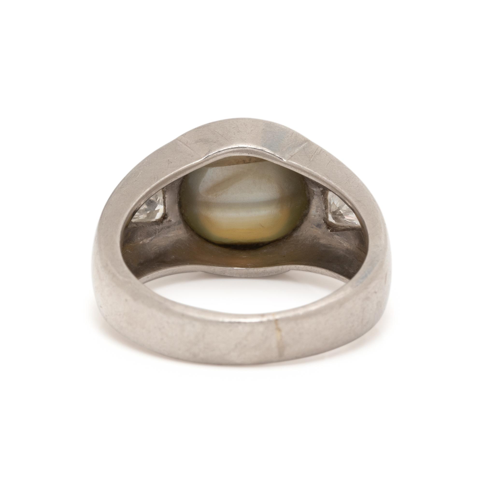 CAT'S EYE CHRYSOBERYL AND DIAMOND RING