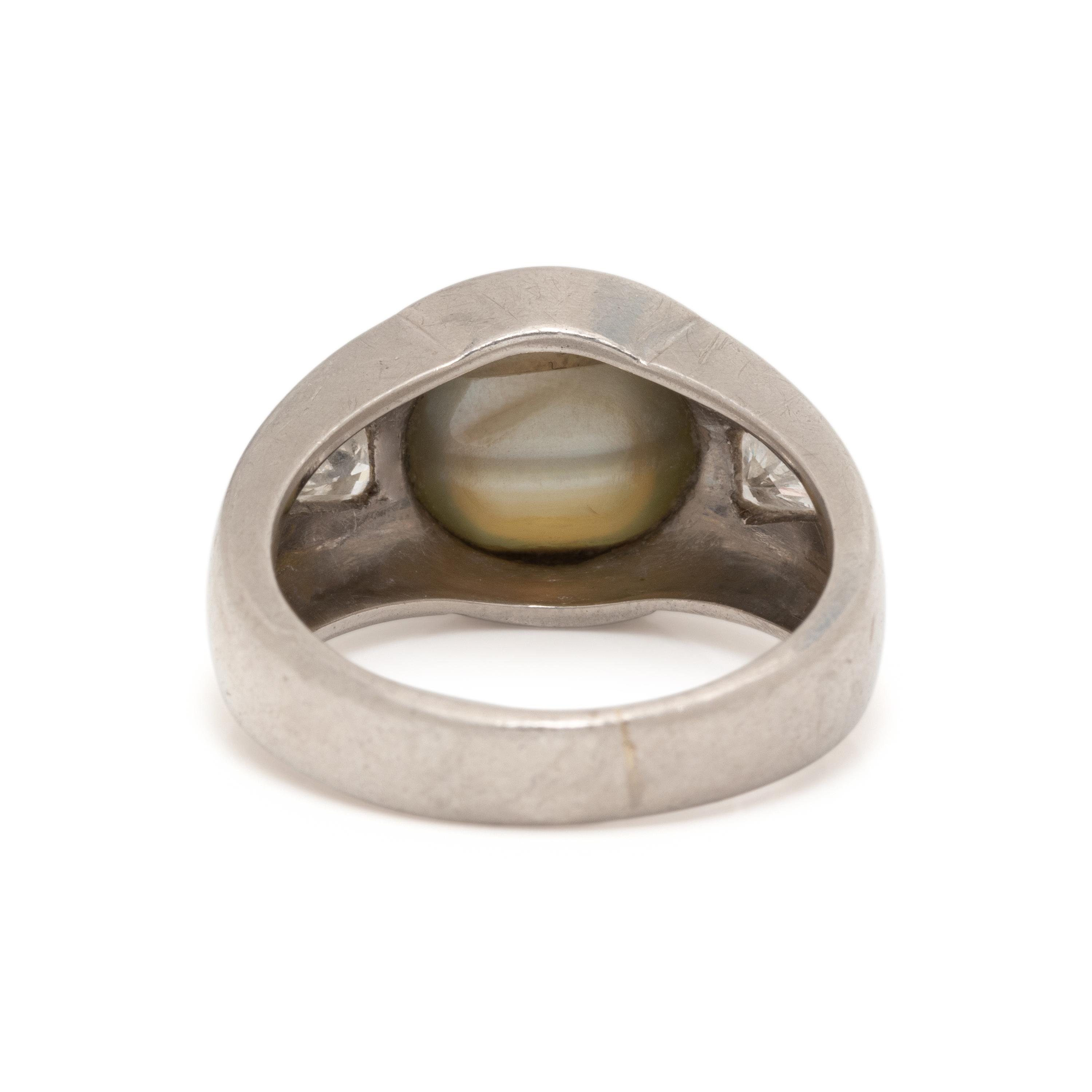 CAT'S EYE CHRYSOBERYL AND DIAMOND RING