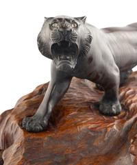 A Japanese Bronze Okimono of a Tiger