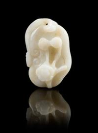 A Chinese Carved Jade Toggle 19TH CENTURY Width 1 7/8 inches. — 19TH CENTURY