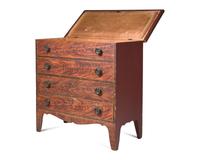 A Late Federal Grained And Red-Painted Pine Two Drawer Mule Chest