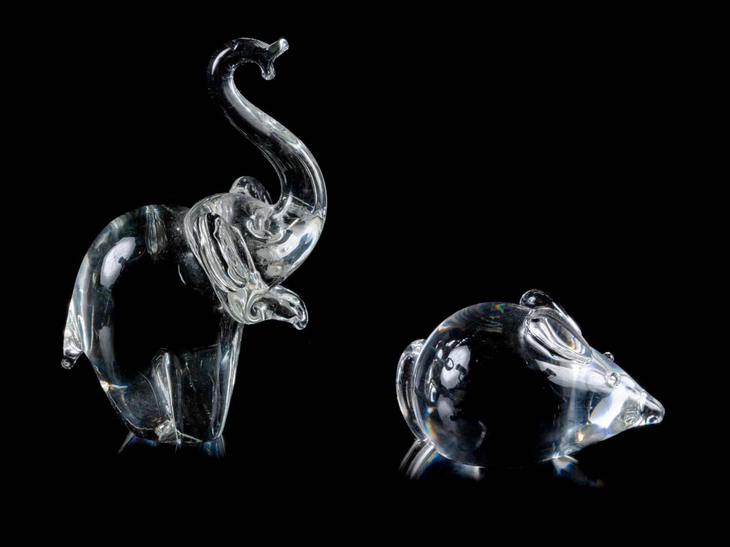 A Group of Two Glass Animal Figures