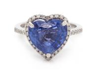 A 14 Karat White Gold, Sapphire and Diamond Ring, 3.50 dwts.