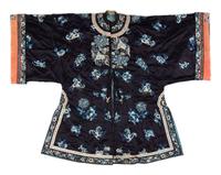 Two 'Sanlan' Black Ground Embroidered Silk Lady's Coats
