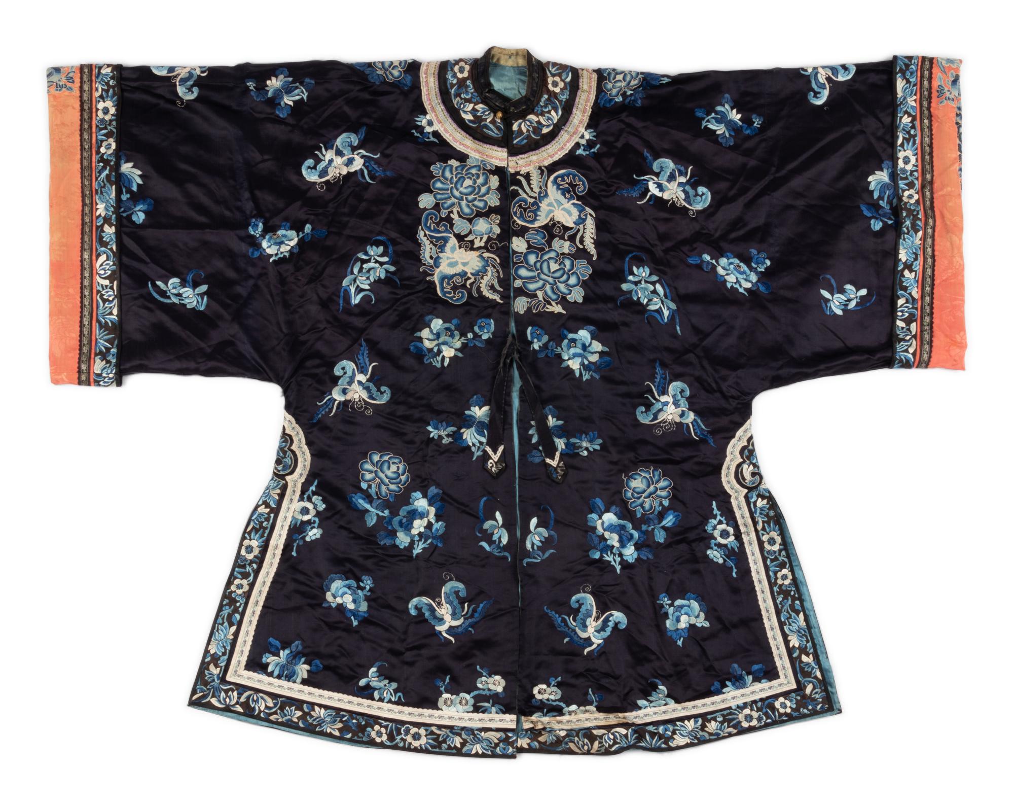 Two 'Sanlan' Black Ground Embroidered Silk Lady's Coats