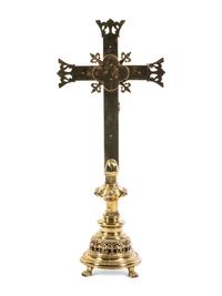 A Gorham Silver and Gilt Brass Altar Crucifix