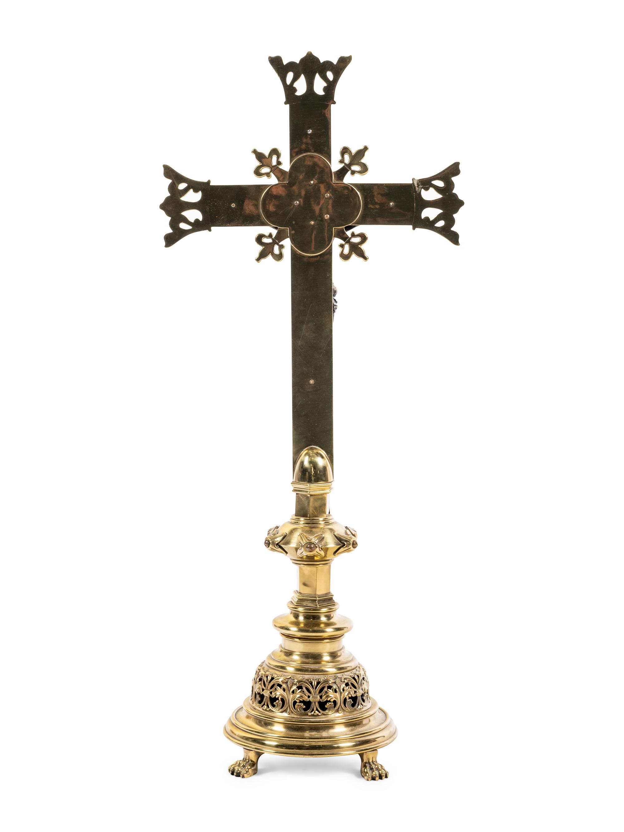 A Gorham Silver and Gilt Brass Altar Crucifix