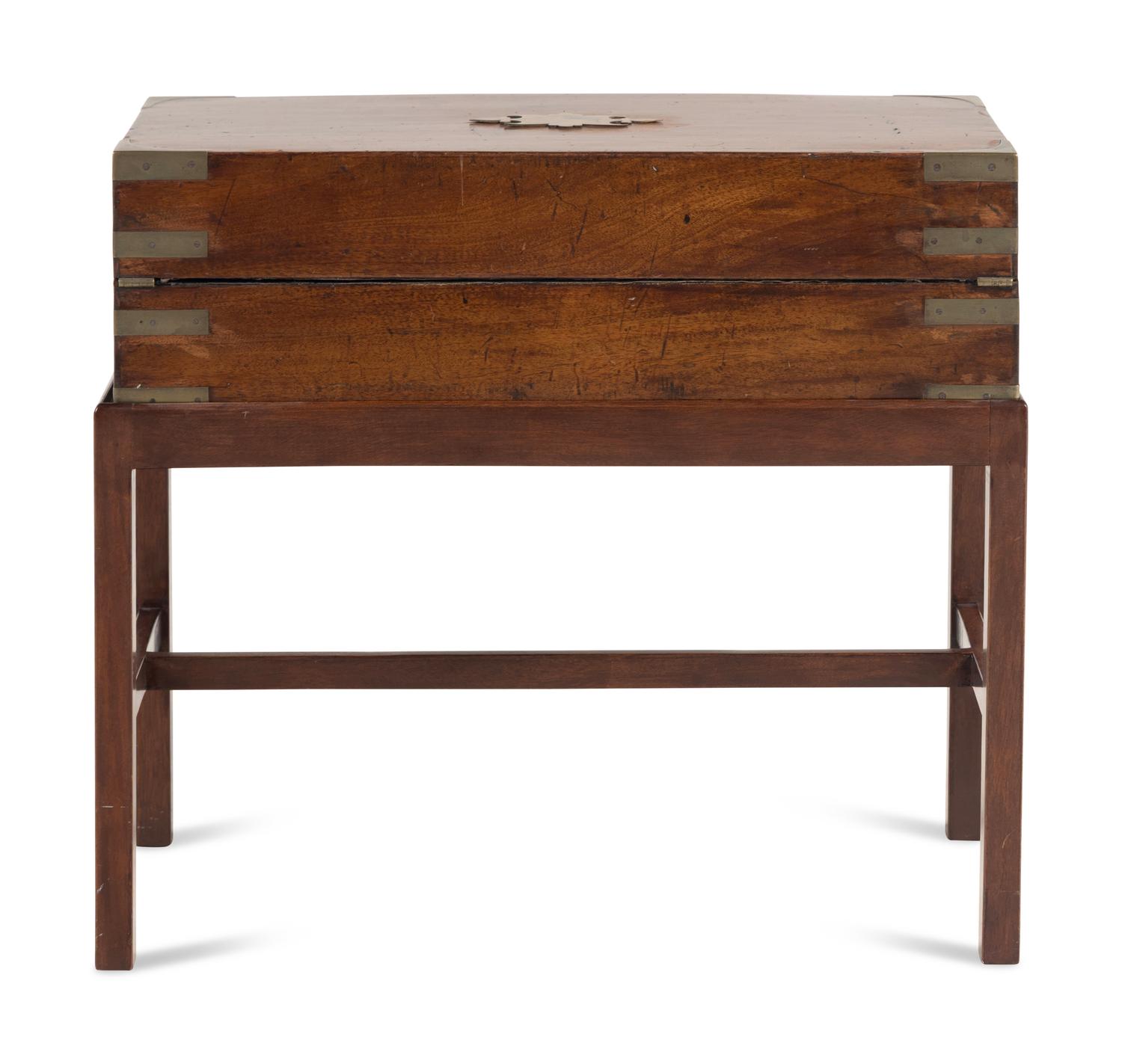 A Regency Mahogany and Brass-Banded Campaign Writing Slope