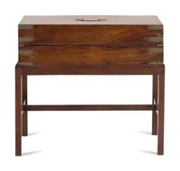 A Regency Mahogany and Brass-Banded Campaign Writing Slope