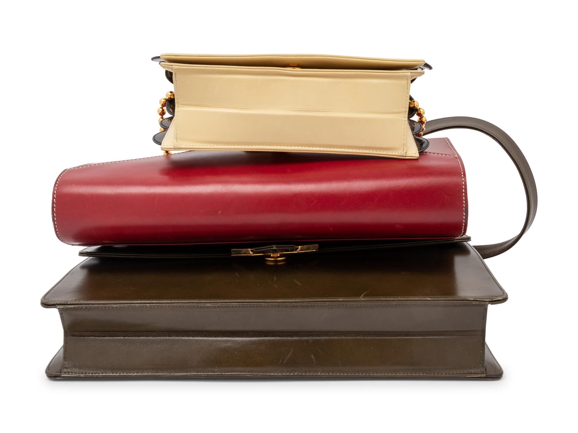 Five Karl Lagerfeld Items: Three Handbags, Two Scarves, 1980-90s