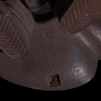 A Japanese Carved Wood "Shoki" Okimono, Signed Hara Shugetsu zo