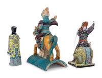 Three Chinese Glazed Porcelain Figures
