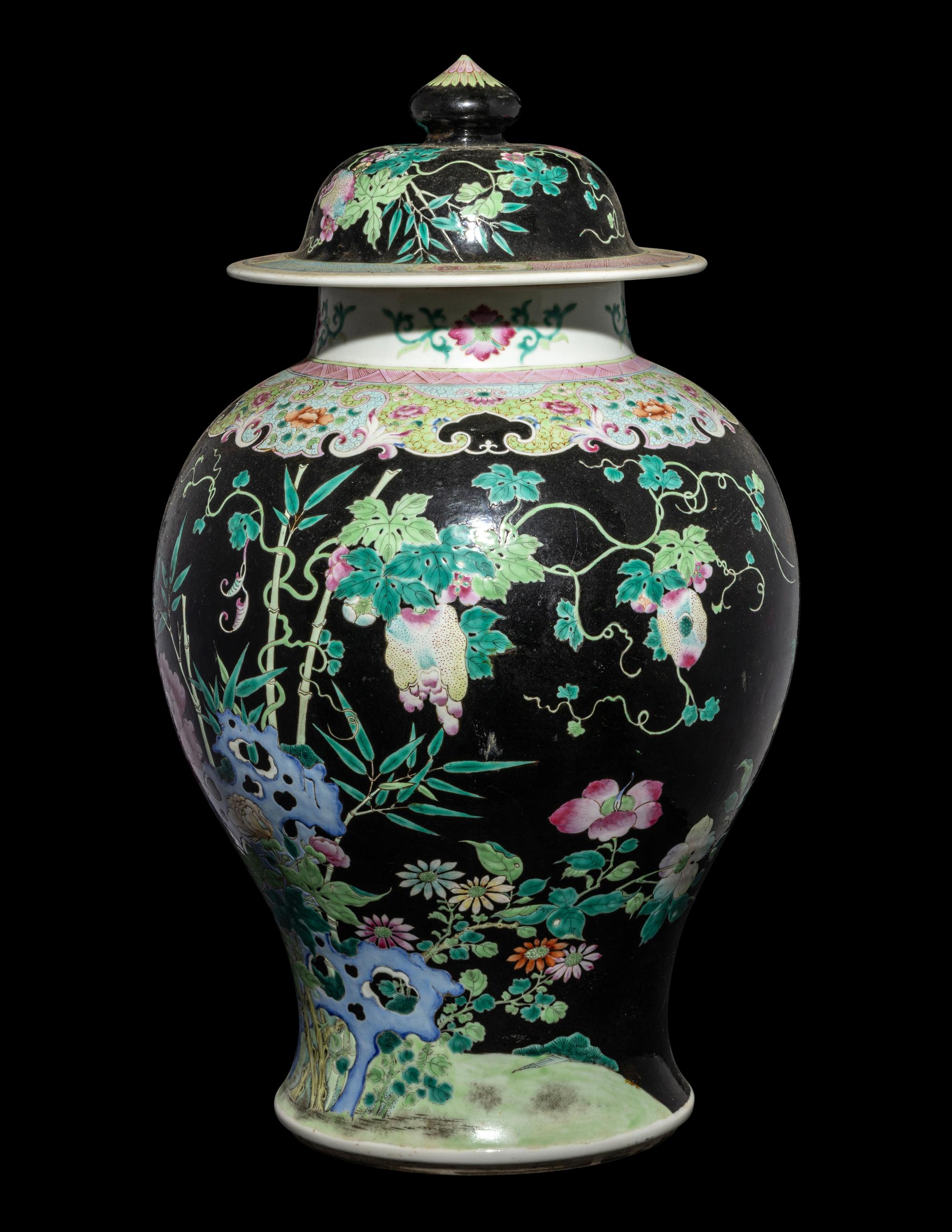 A Chinese Famille Noire Porcelain Covered Jar