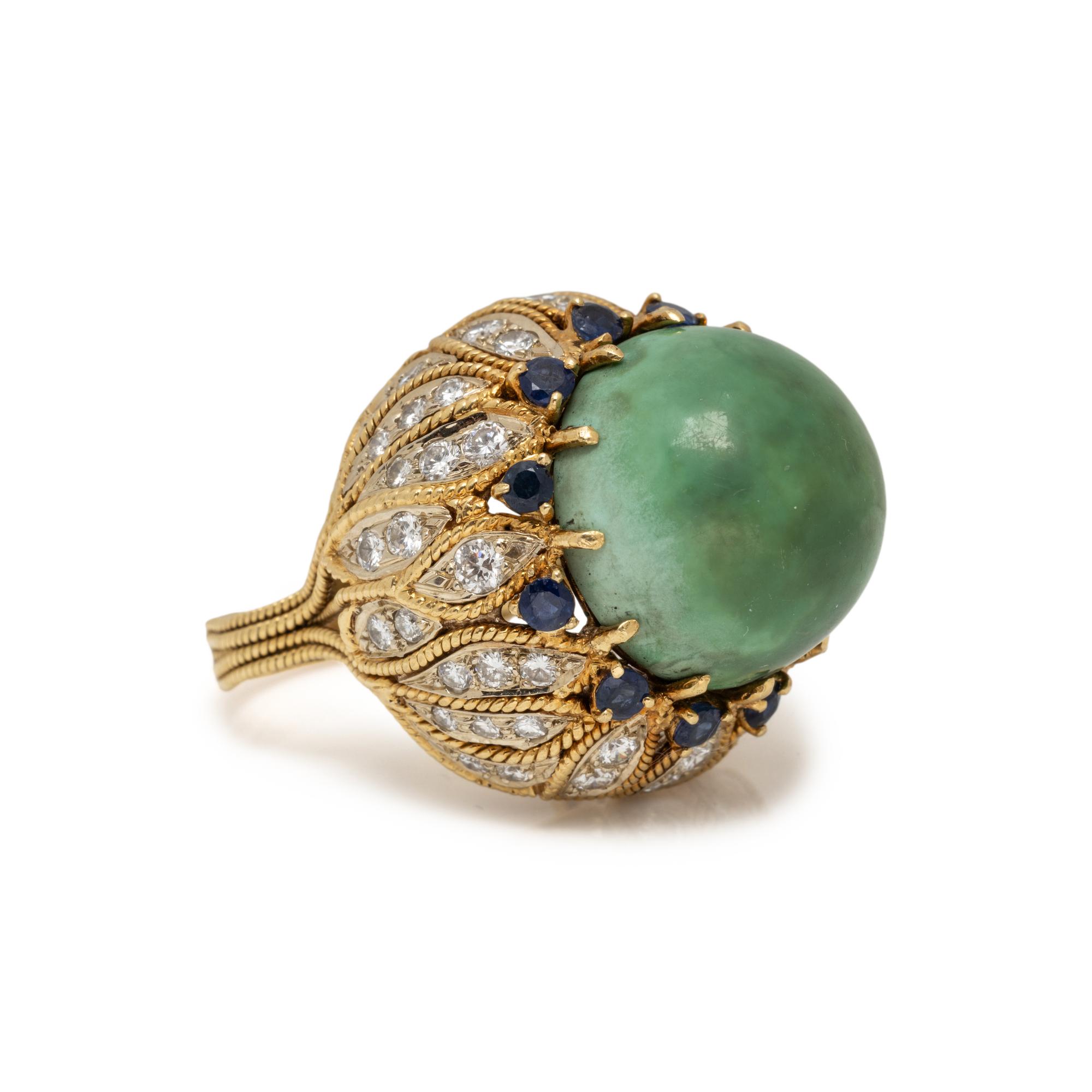 TURQUOISE, SAPPHIRE, AND DIAMOND RING