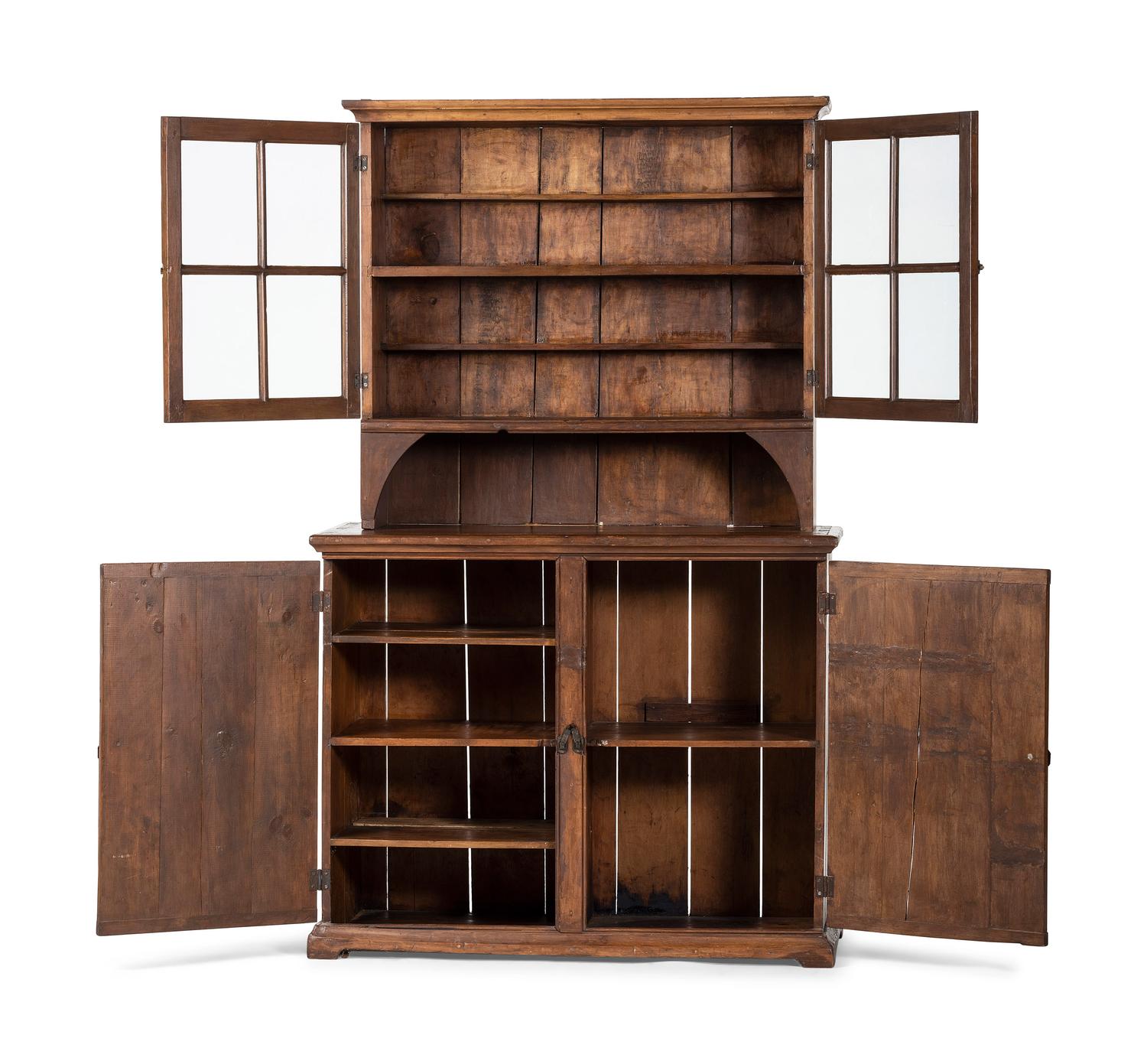 A Country Stained Maple Step-Back Cupboard