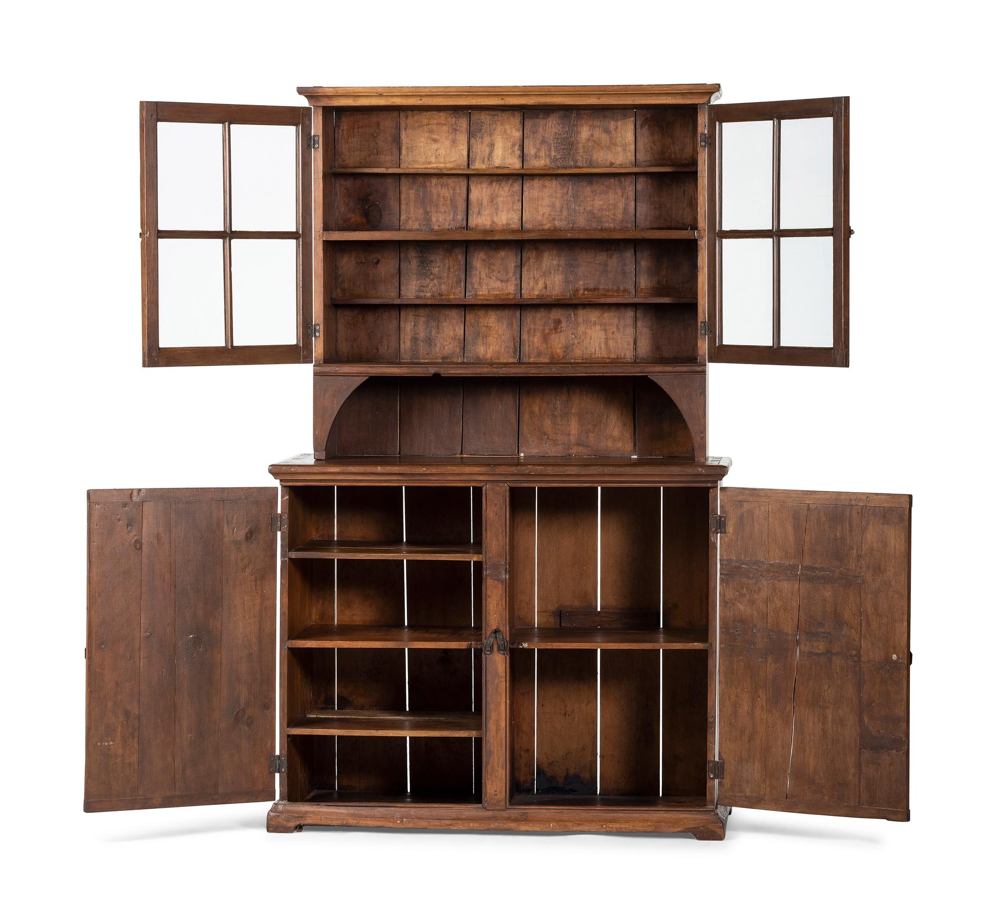 A Country Stained Maple Step-Back Cupboard