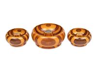Three Tuned Wood Bowls with Inlaid Coins