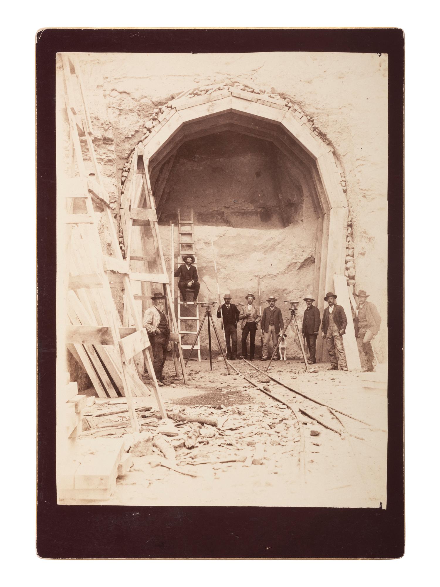 [WESTERN AMERICANA]. A group of 2 photographs of surveyors with equipment, incl. example by John C.H. GRABILL, South Dakota, 1888.