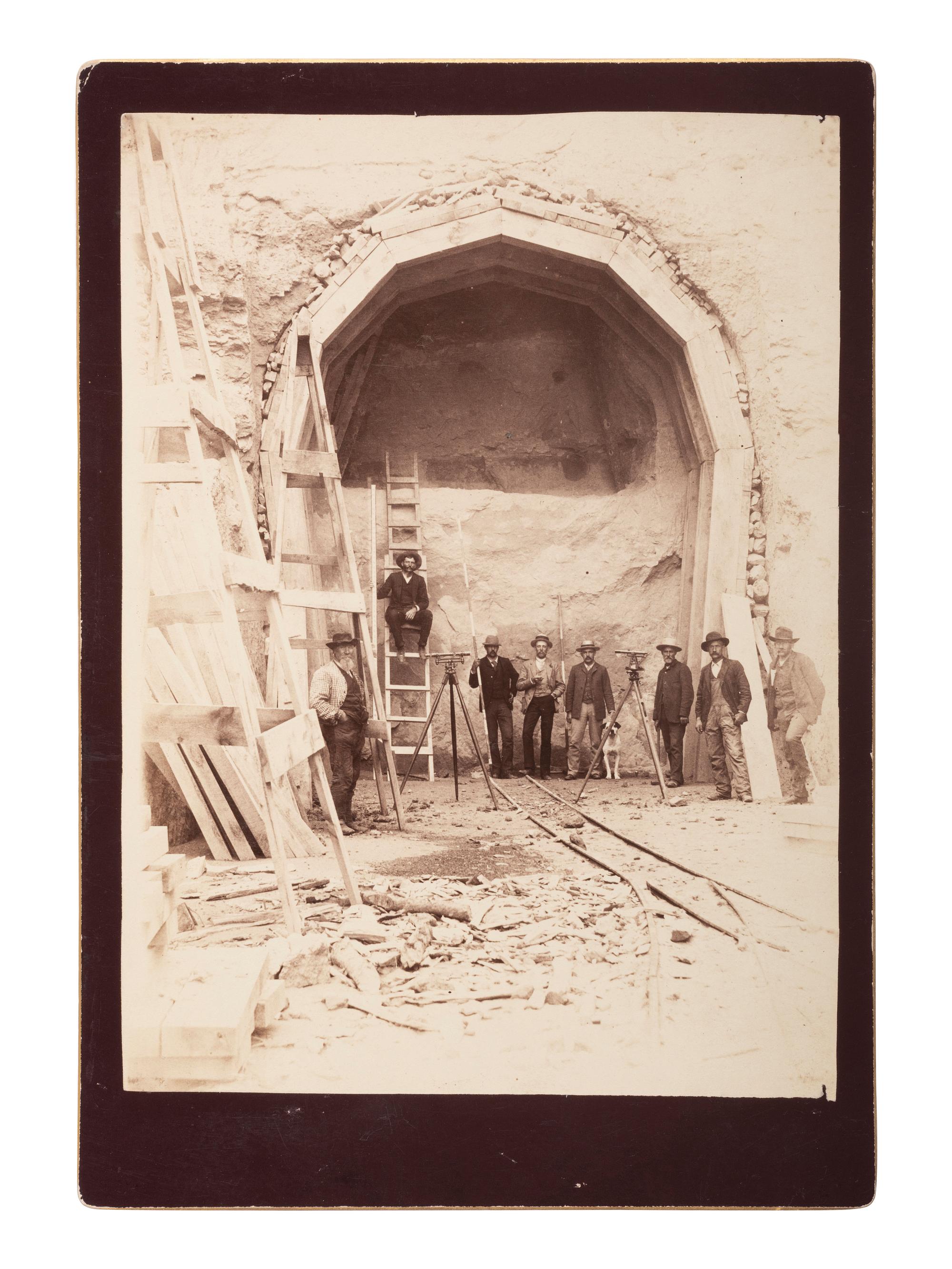 [WESTERN AMERICANA]. A group of 2 photographs of surveyors with equipment, incl. example by John C.H. GRABILL, South Dakota, 1888.