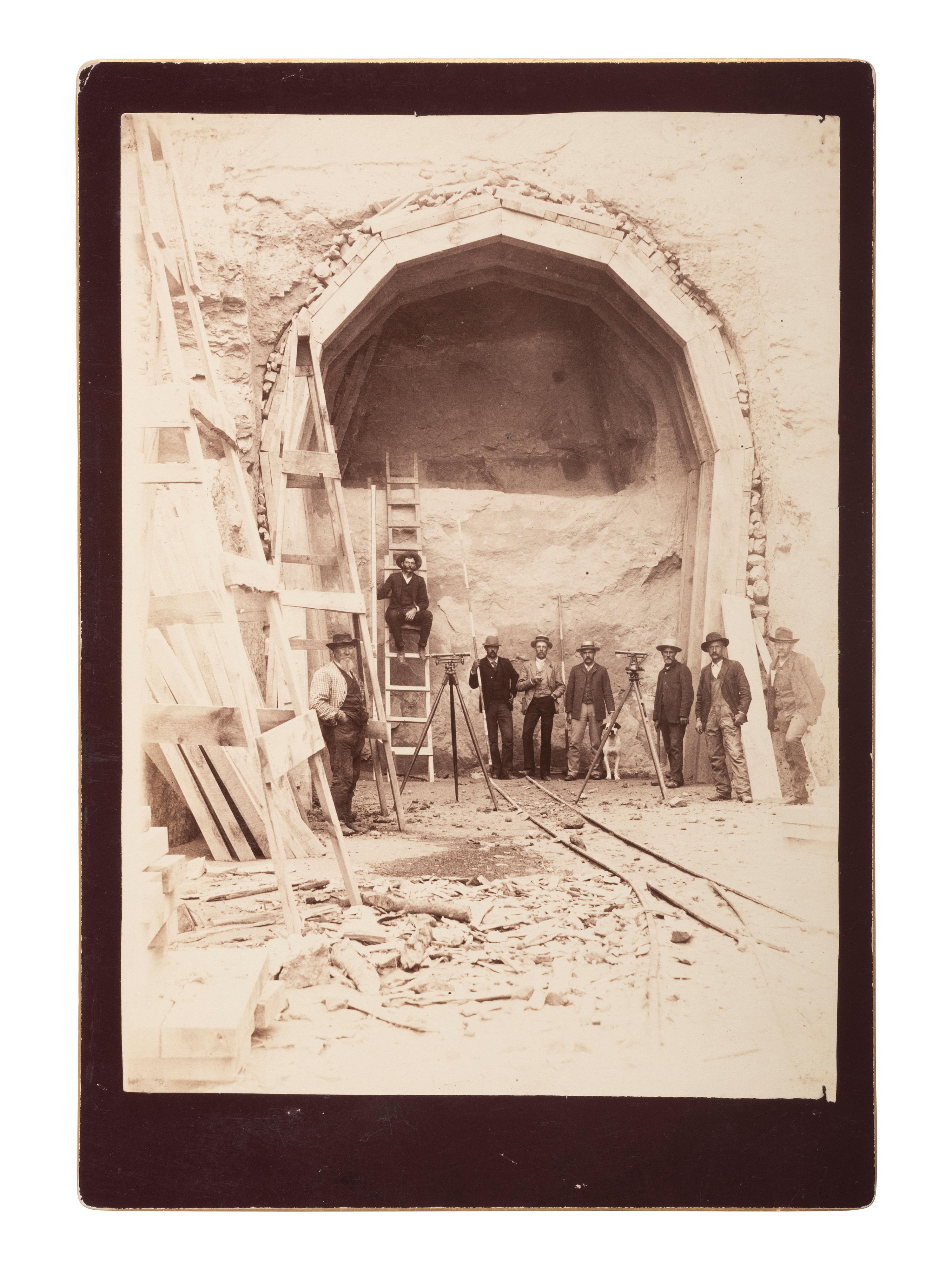 [WESTERN AMERICANA]. A group of 2 photographs of surveyors with equipment, incl. example by John C.H. GRABILL, South Dakota, 1888.