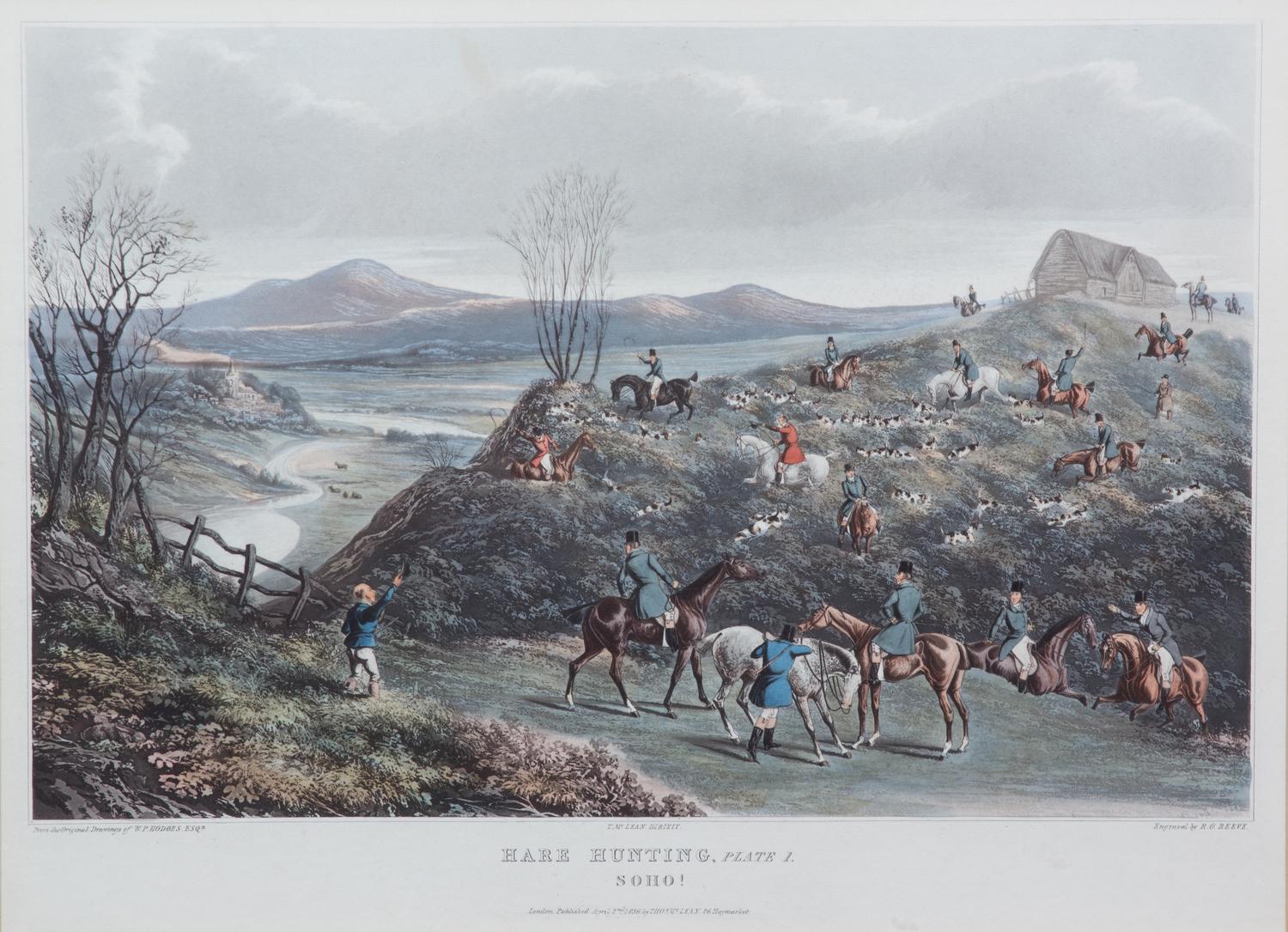 Walter Perry HODGES, after - Richard G. REEVE, engraver Image 13 x 20 inches. — Hare Hunting, Plates I-II