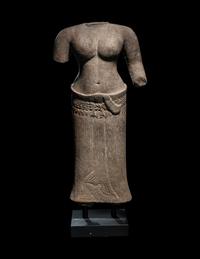 A Khmer Greystone Torso of a Woman