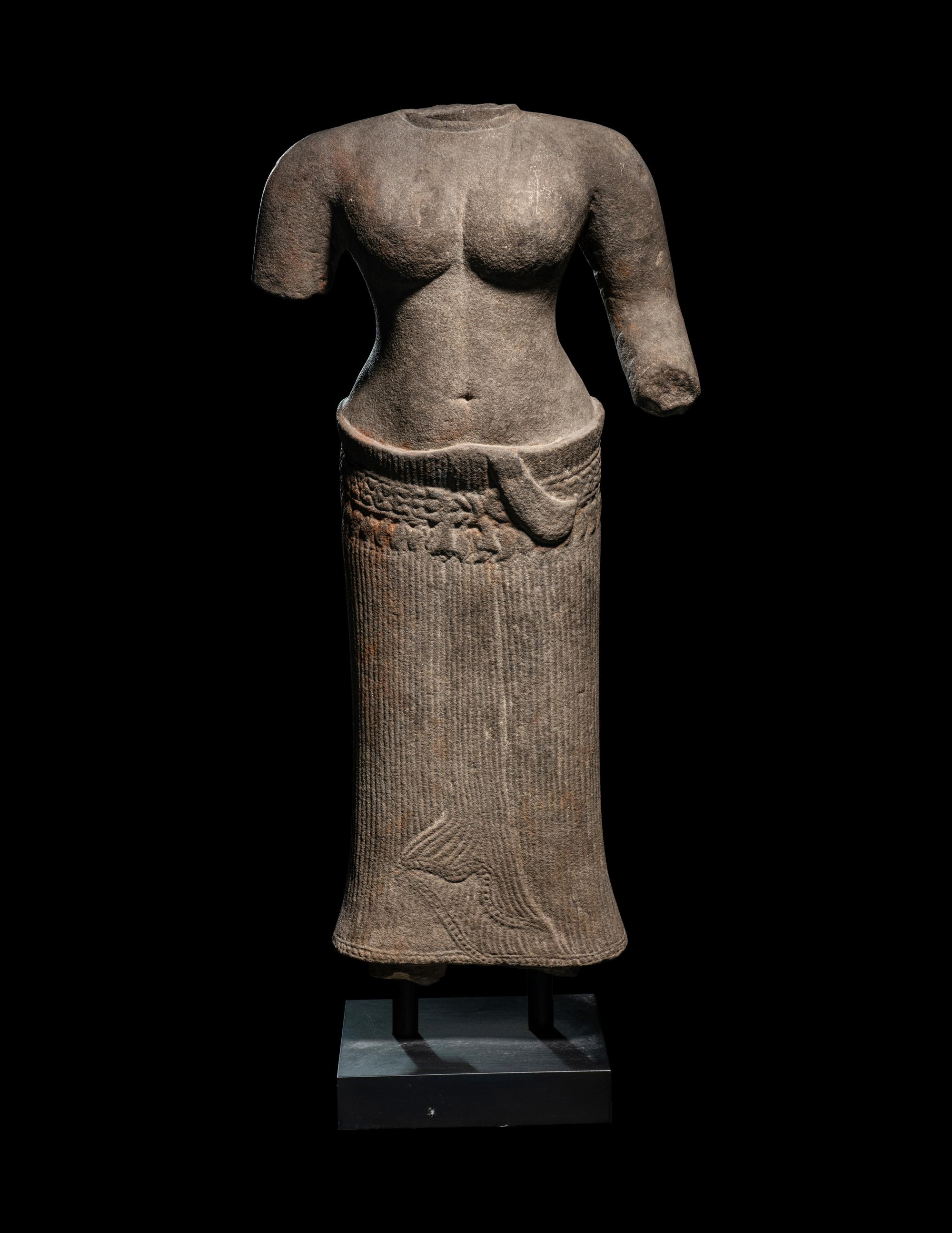 A Khmer Greystone Torso of a Woman