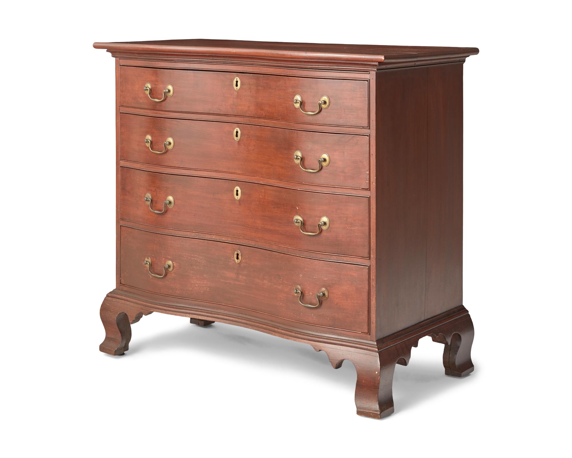 A Chippendale Cherrywood Oxbow Chest of Drawers, Connecticut, Circa 1780