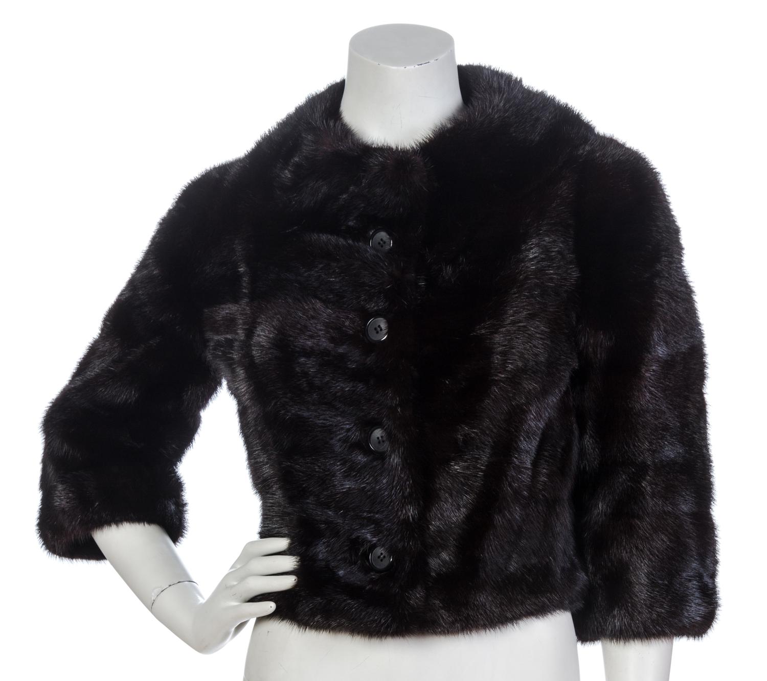 A Reiss & Fabrizio Dark Brown Mink Cropped Jacket,