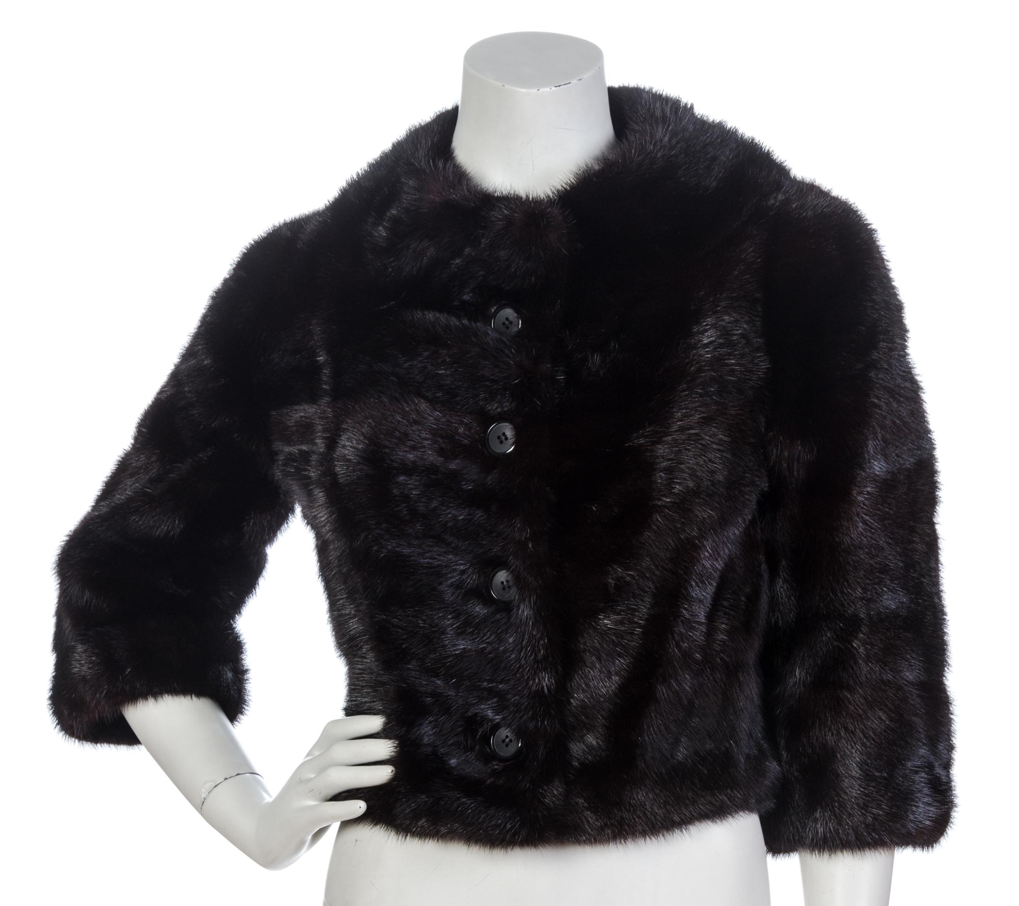 A Reiss & Fabrizio Dark Brown Mink Cropped Jacket,