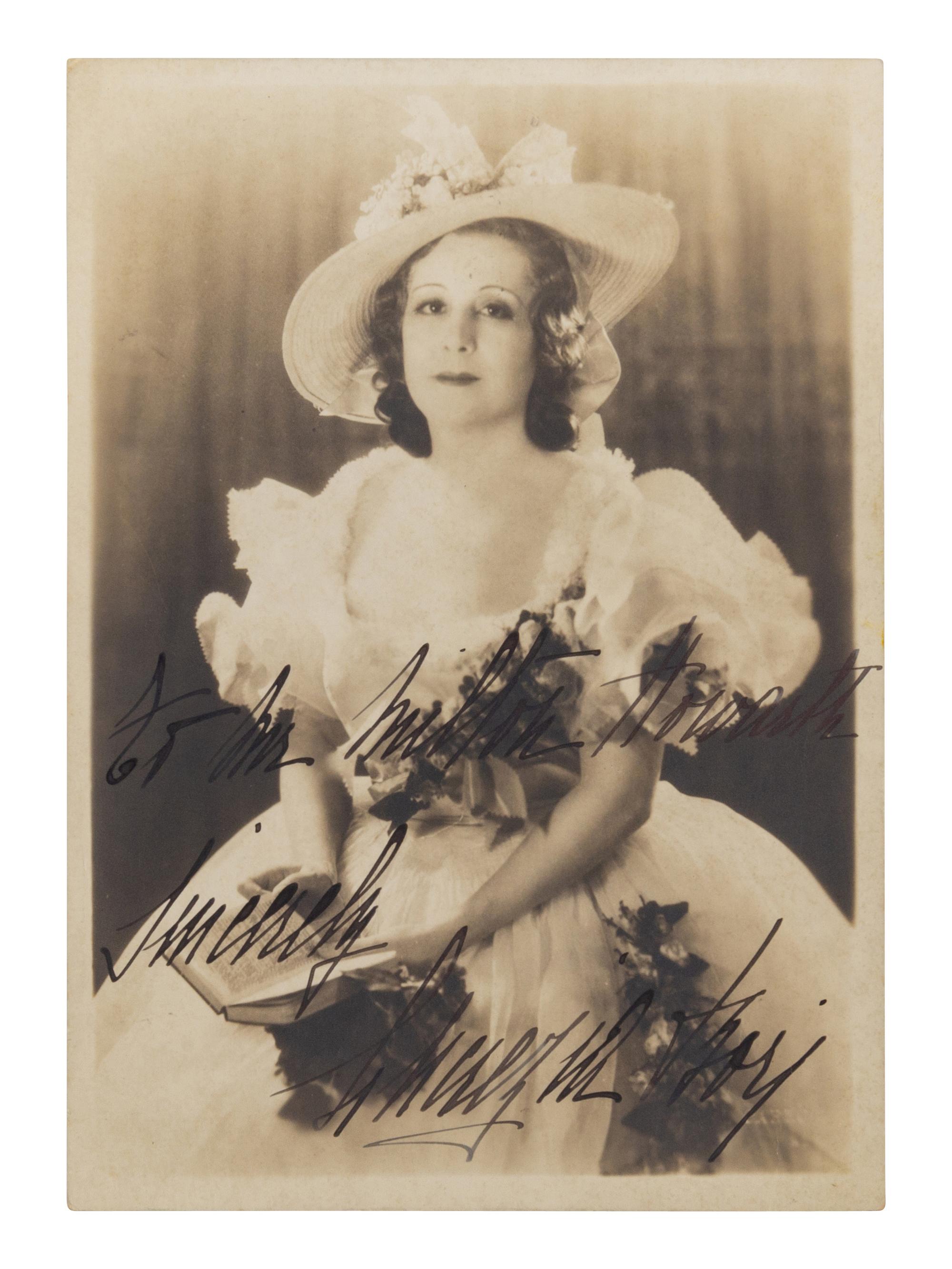 [19TH AND 20TH-CENTURY OPERA SINGERS]. A group of 8 photographs, cabinet photographs, or photographic postcards of opera singers from the 1890s-1900s, most signed, comprising images of: