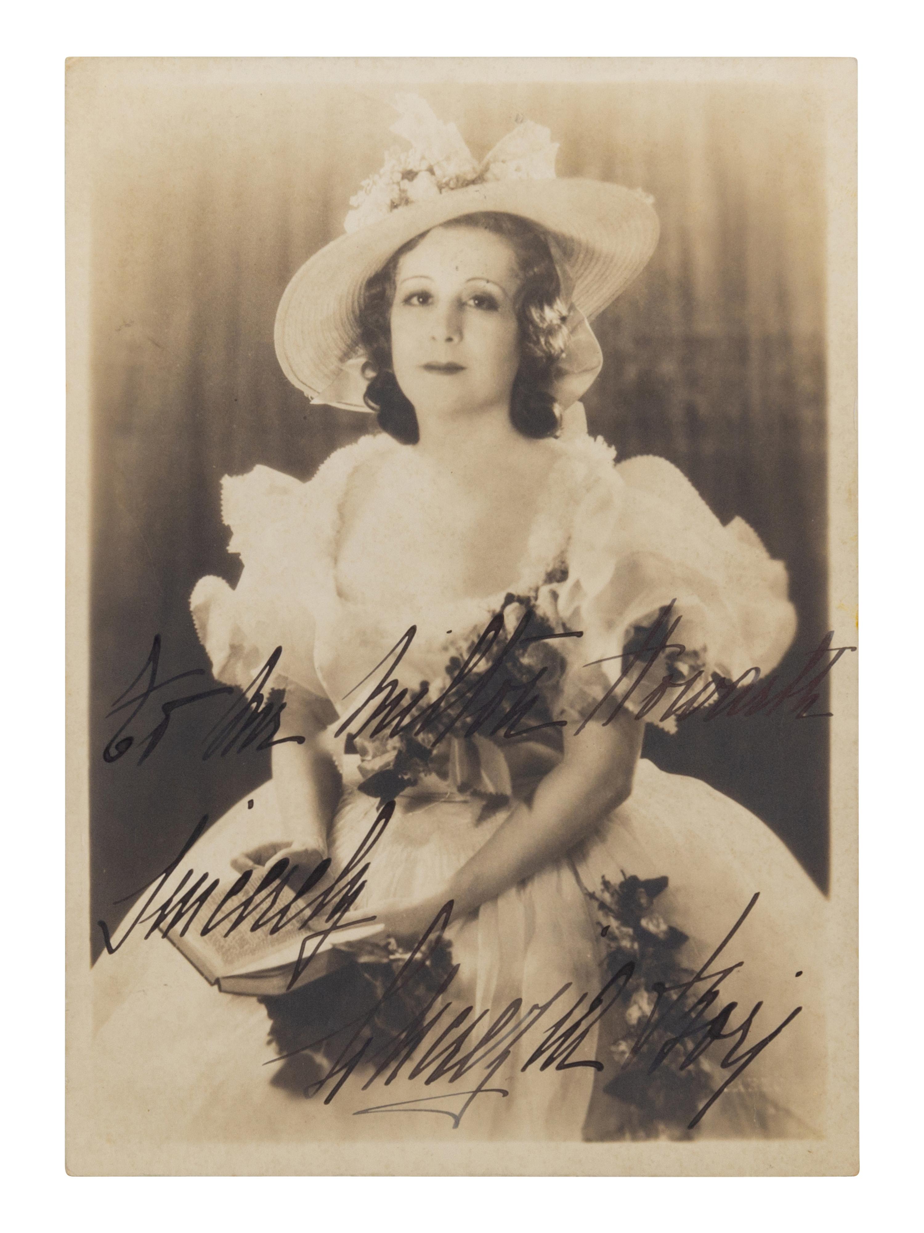 [19TH AND 20TH-CENTURY OPERA SINGERS]. A group of 8 photographs, cabinet photographs, or photographic postcards of opera singers from the 1890s-1900s, most signed, comprising images of: