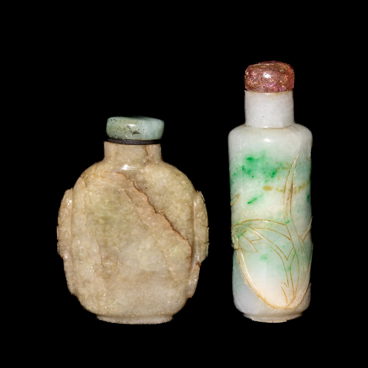 Two Chinese Jadeite Snuff Bottles