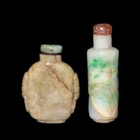 Two Chinese Jadeite Snuff Bottles