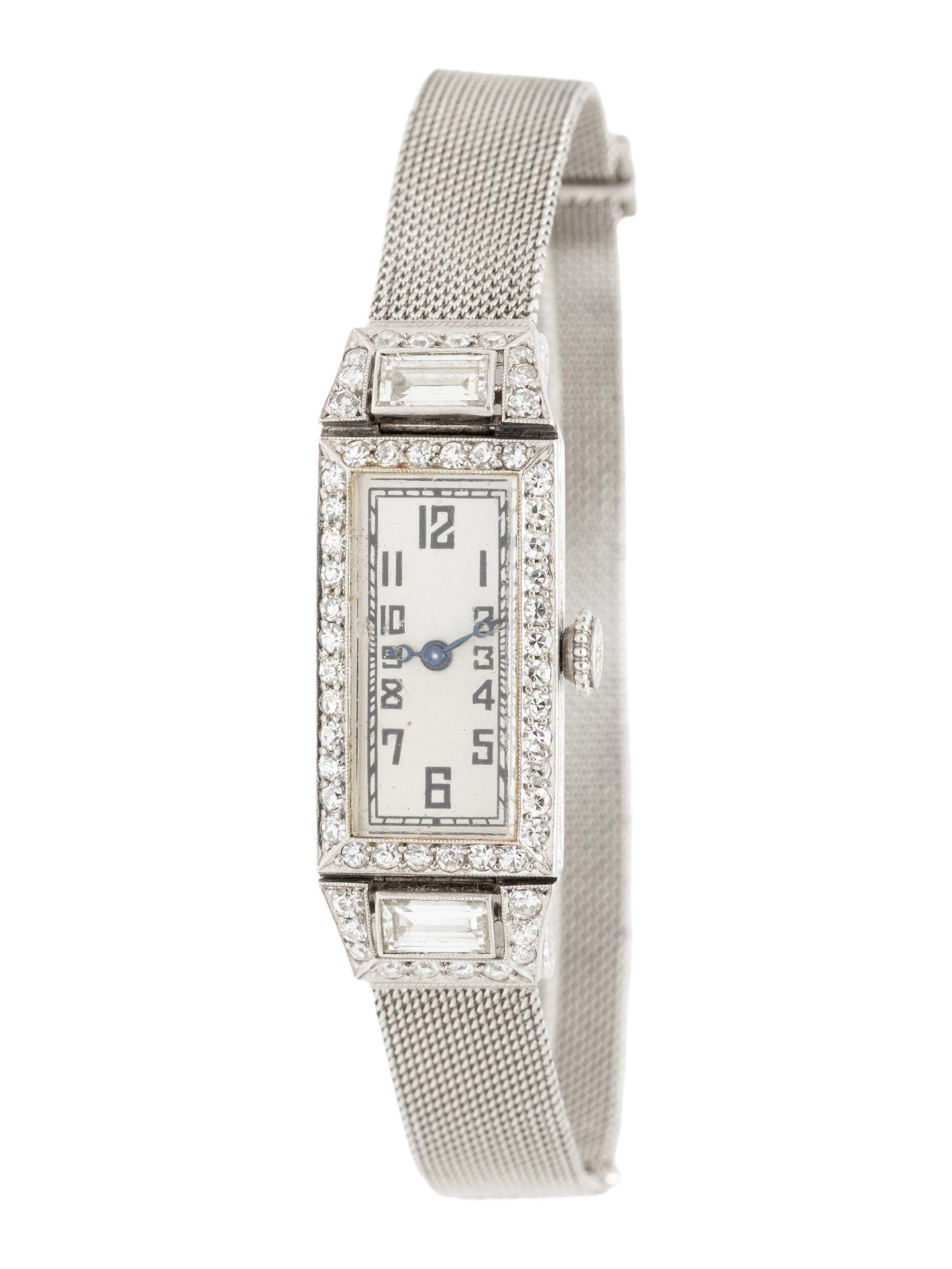 ART DECO, PLATINUM AND DIAMOND WATCH