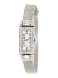 ART DECO, PLATINUM AND DIAMOND WATCH