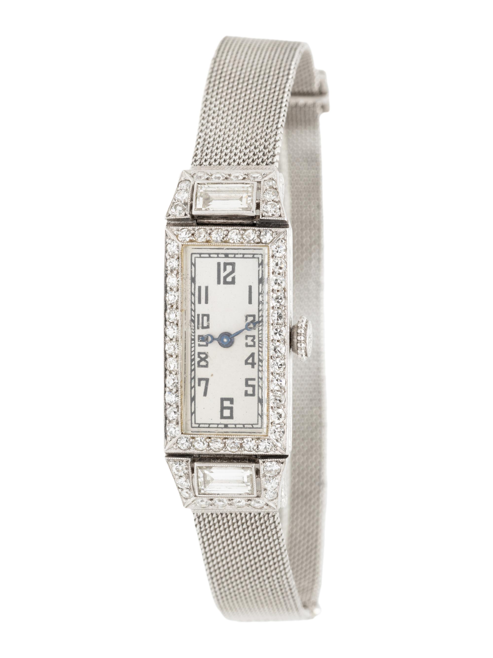 ART DECO, PLATINUM AND DIAMOND WATCH