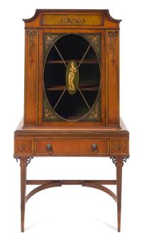 An Edwardian Style Painted Vitrine Cabinet Height 69 7/8 x width 36 1/4 x depth 15 inches. — 20TH CENTURY