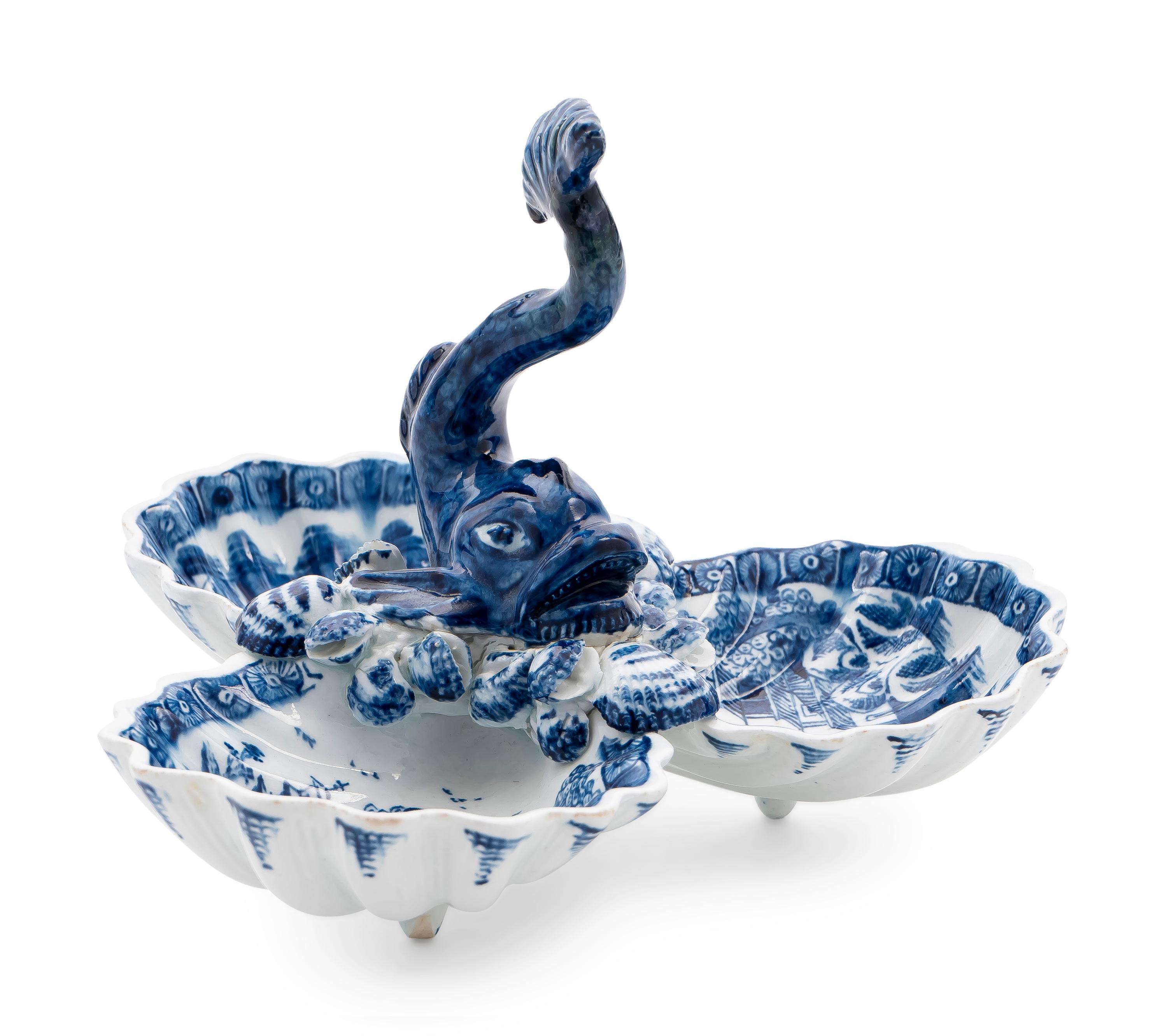An English Blue and White Porcelain Sweetmeat Dish — C. 1770