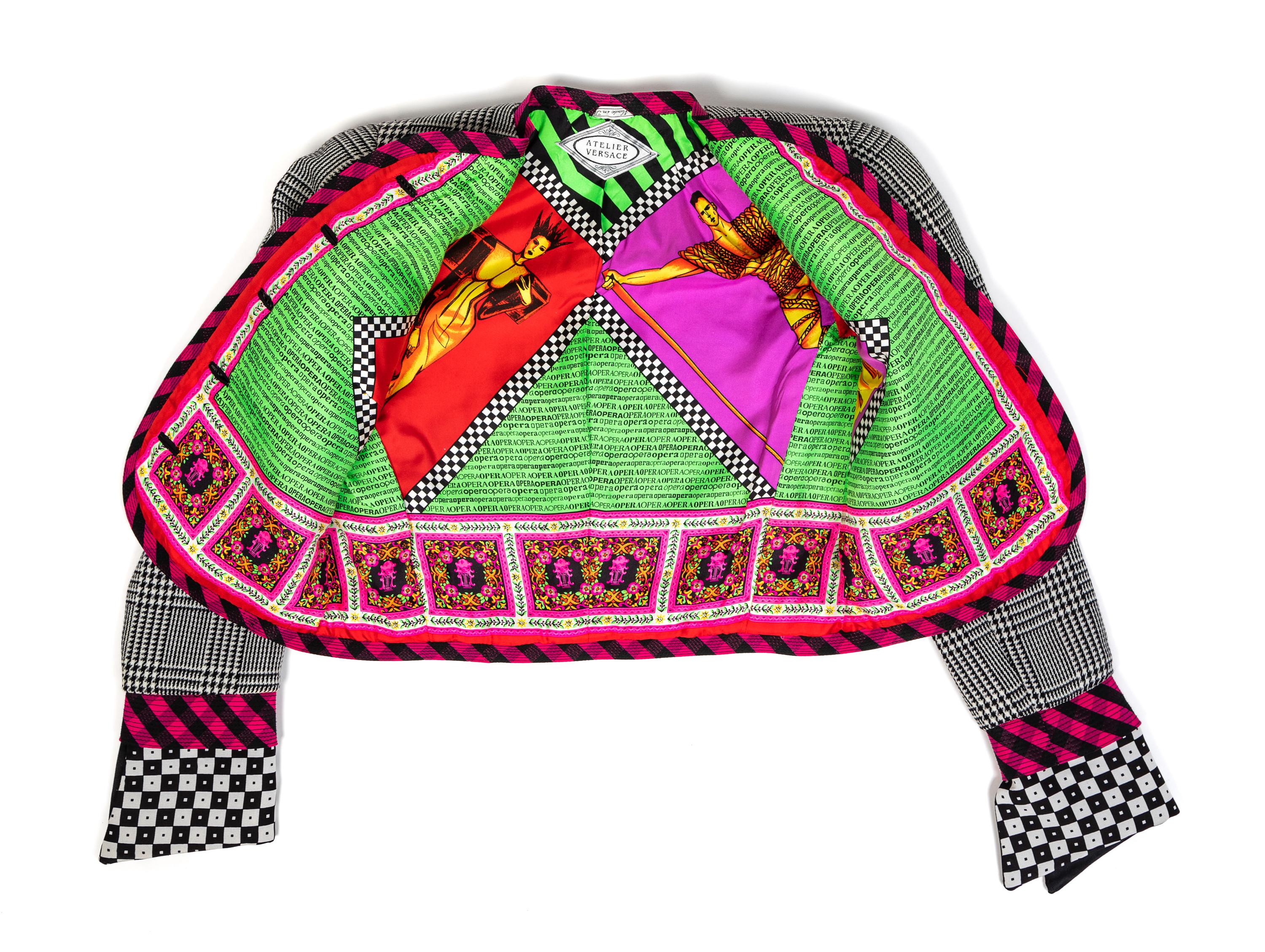 Atelier Versace Houndstooth Jacket with Pink Trim, 1990s
